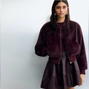 REVERSIBLE BOMBER FAUX FUR JACKET NWT SZ XS NWT